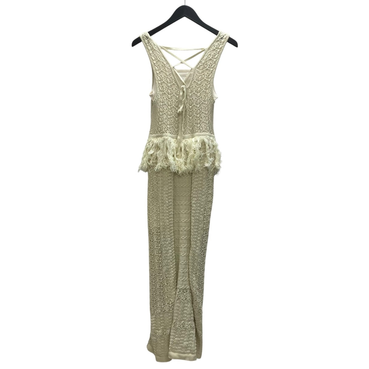 multi pattern jacquard fringe knit OP フリンジニットワンピース