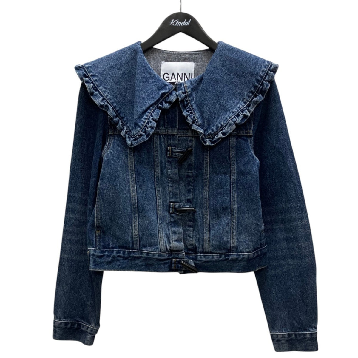 【極美品】GANNI 32 フリル襟 ラッフルカラー デニムジャケット Ganni(ガニー) ラッフルカラーデニムジャケット インディゴ サイズ M
