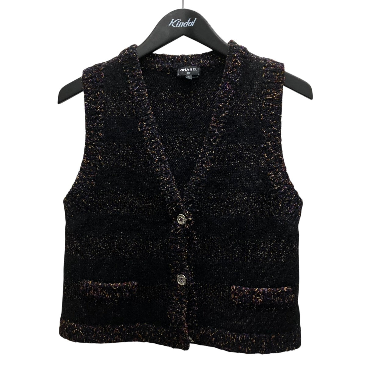 CHANEL ニットベスト ベージュ・黒 CHANEL(シャネル) ニットベスト P75446K10820 ブラック サイズ 34