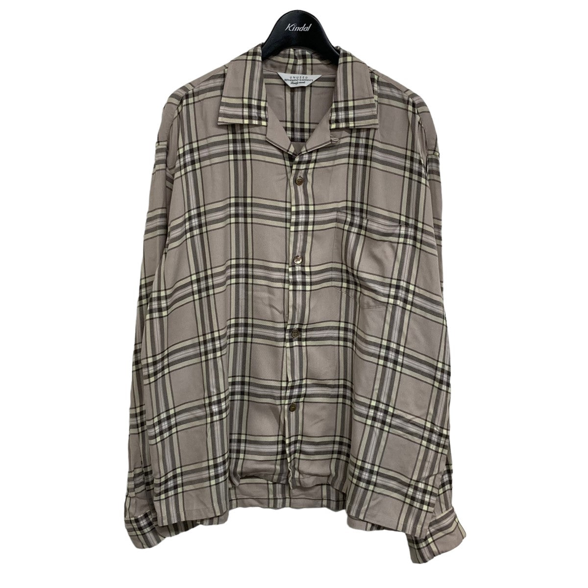 UNUSED(アンユーズド) 「RAYON CHECK SHIRT」 チェック柄オープンカラーシャツ US1456 ベージュ サイズ  14｜【公式】カインドオルオンライン ブランド古着・中古通販【kindal】