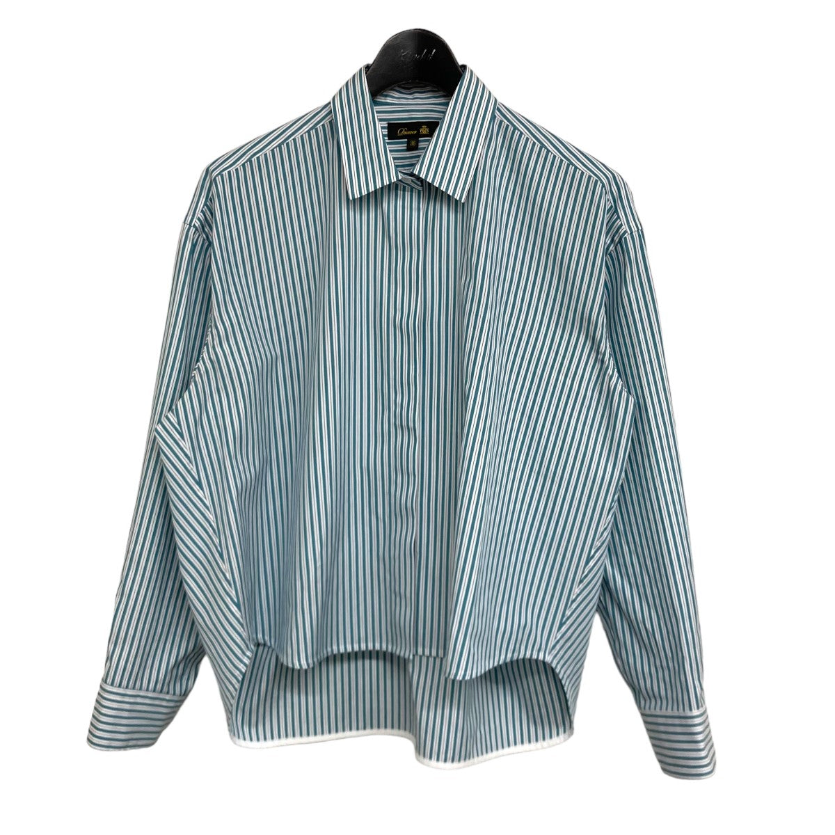 DRAWER(ドゥロワー) 「cotton striped short shirt」 コットンストライプショートシャツ 6511 299 0539  グリーン サイズ 15｜【公式】カインドオルオンライン ブランド古着・中古通販【kindal】