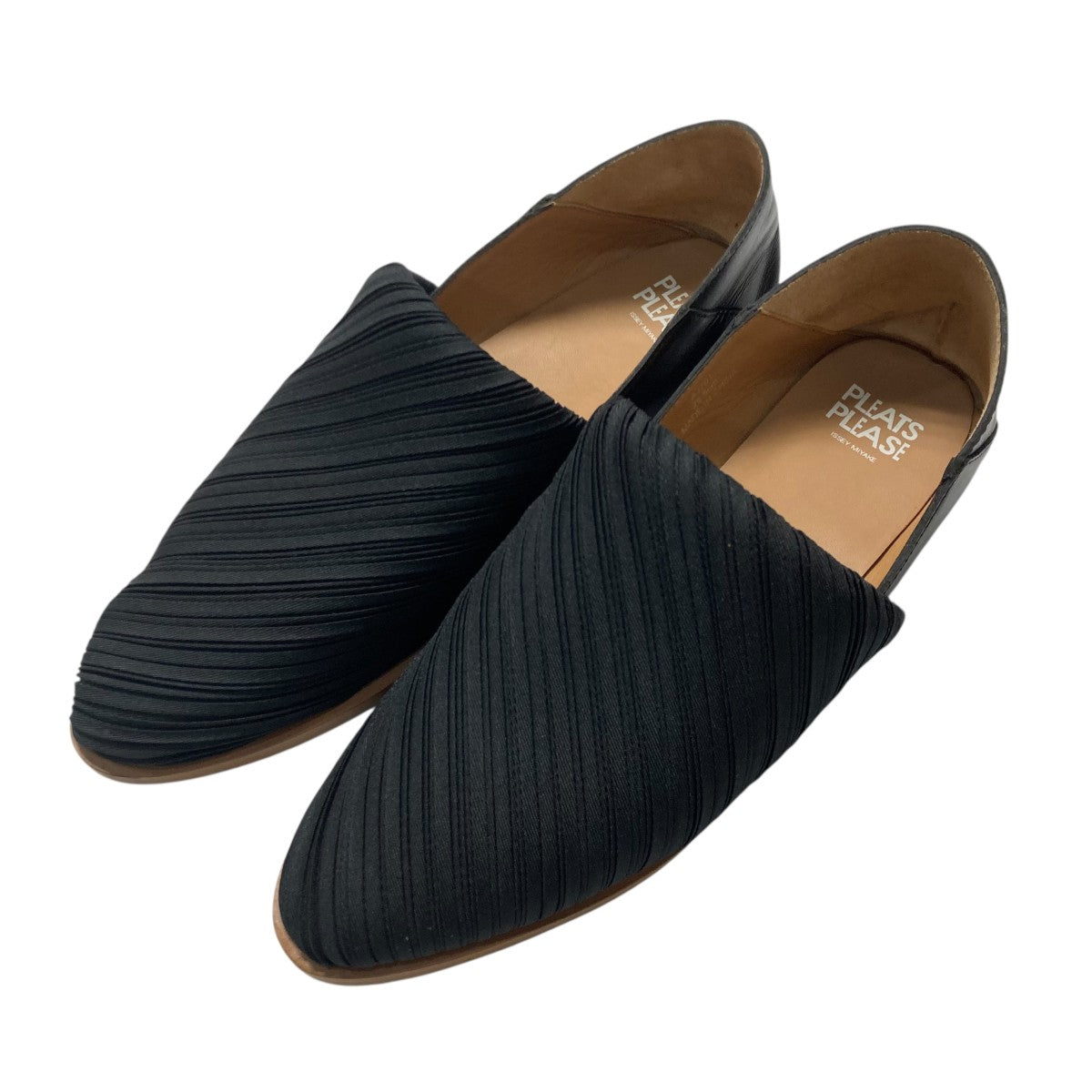 PLEATS PLEASE(プリーツプリーズ) KNIT PLEATS SLIPONレザースリッポン