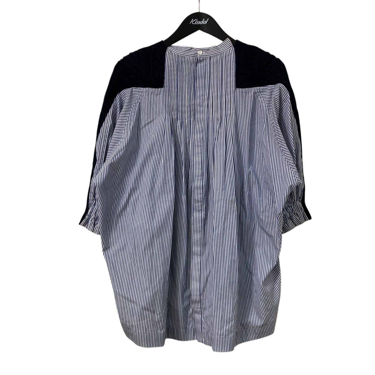 値下しました【美品】sacai ニット切替シャツ　サイズ2 sacai(サカイ) ニット切替半袖シャツSCW-040 SCW-040 ネイビー サイズ