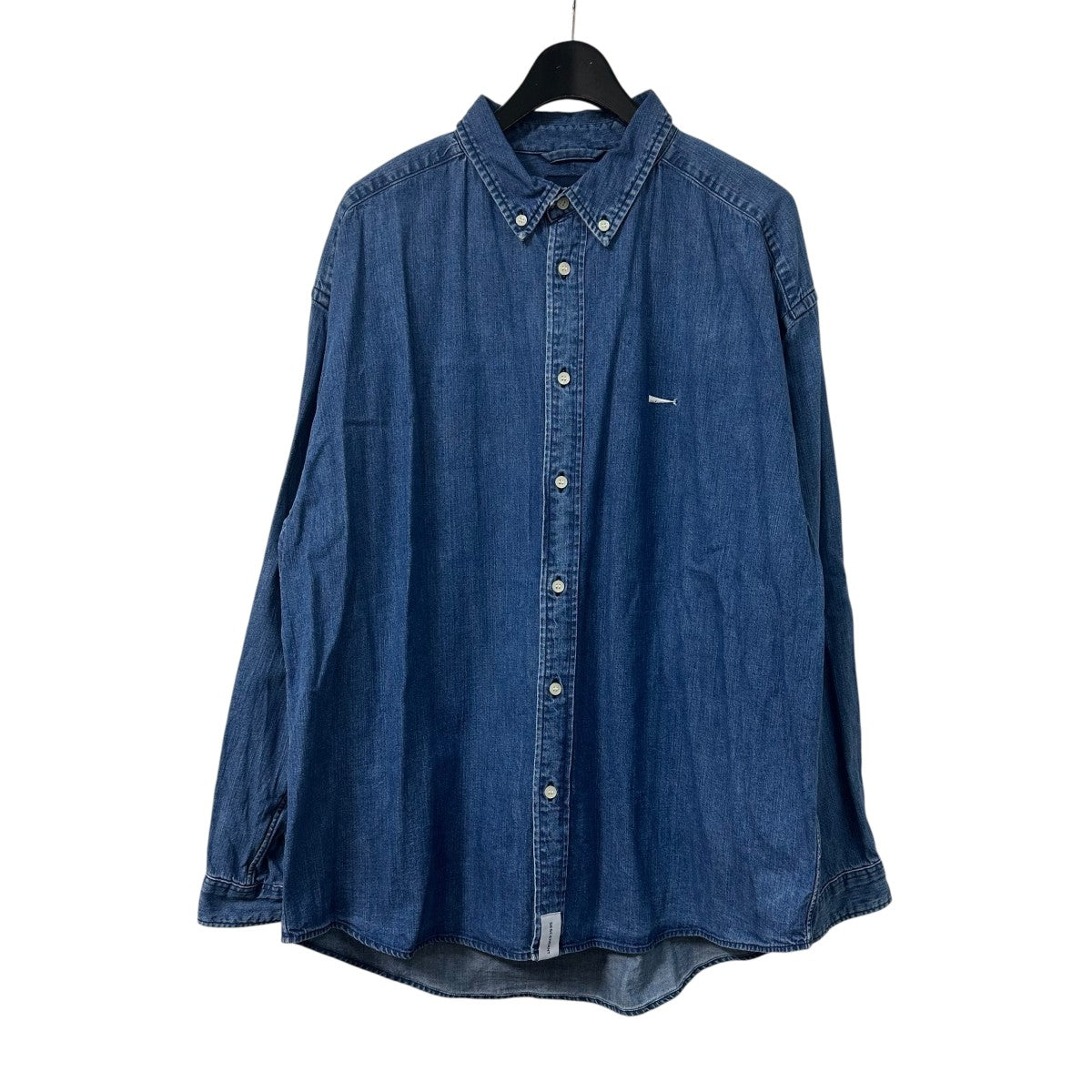 【DIGAWEL】デザインボタン インディゴデニムシャツ サイズ1 長袖 デニムシャツ 胸刺繍ボタンダウン CLASSICFIT トップス