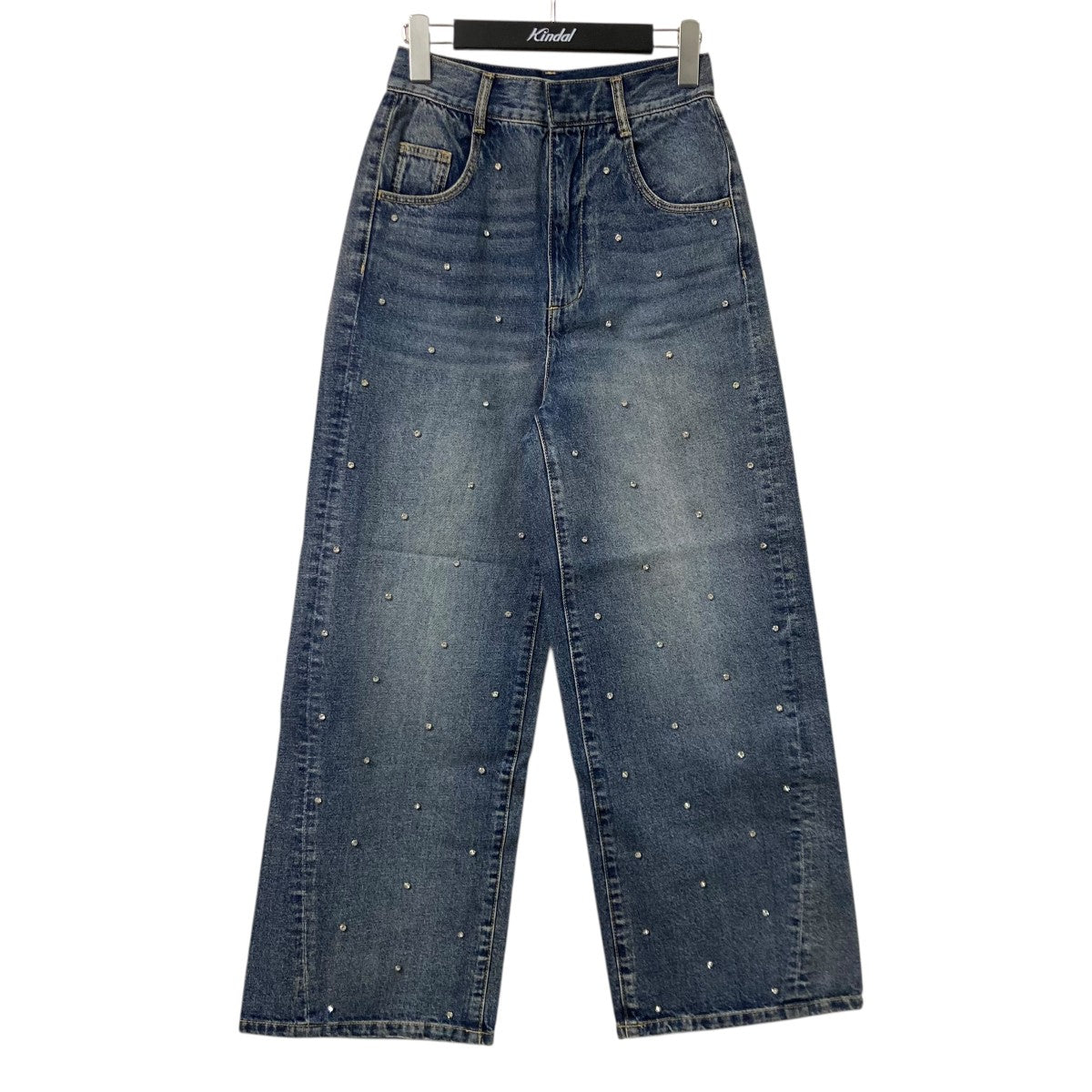 FRAY ID(フレイアイディー) ハイウエストワイドビジューデニムパンツ