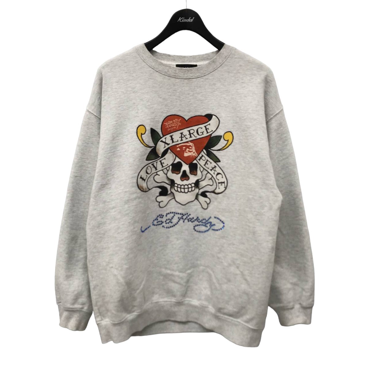 X-LARGE×EDHARDY CREWNECK SWEAT スカルプリント クルーネックスウェット 101223012029  101223012029 グレー サイズ L｜【公式】カインドオルオンライン ブランド古着・中古通販【kindal】