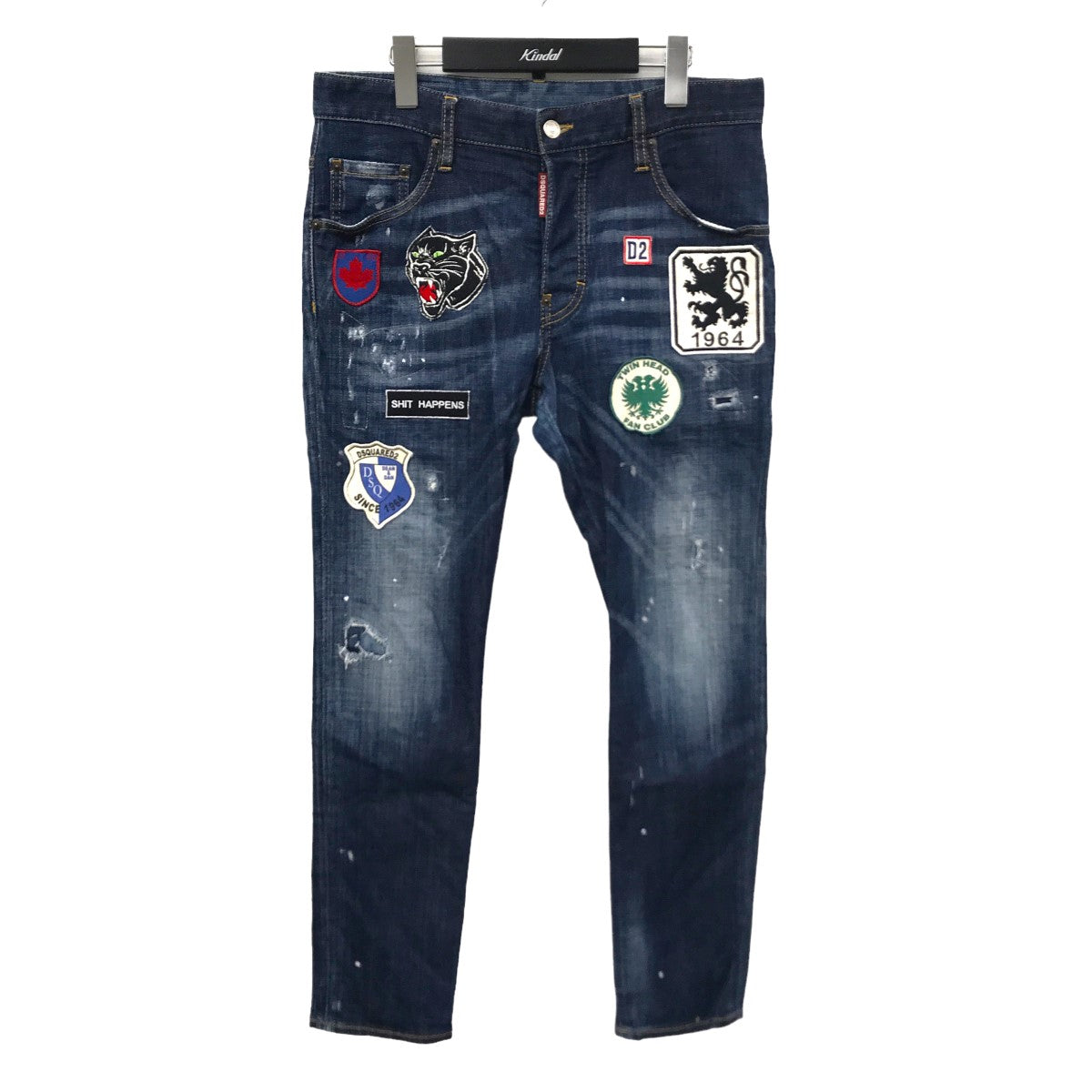 DSQUARED2(ディースクエアード) Skater Jean ダメージ加工 ワッペン装飾 デニムパンツ S71LB0308 S71LB0308  インディゴ サイズ 14｜【公式】カインドオルオンライン ブランド古着・中古通販【kindal】