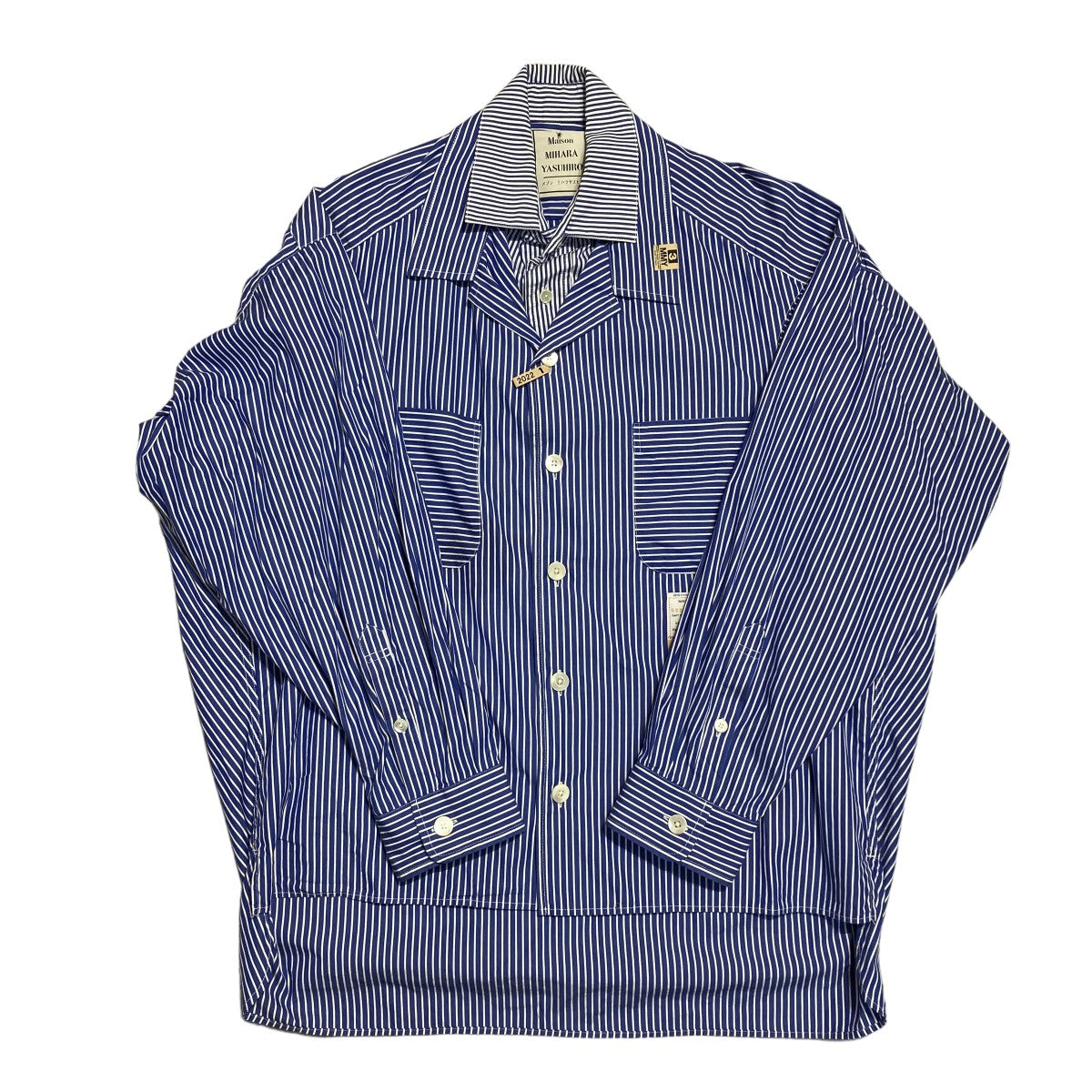 Maison MIHARA YASUHIRO(メゾンミハラヤスヒロ) Double Layerd Stripe Shirt  ダブルレイヤードストライプ長袖シャツ／A08SH078 A08SH078 ブルー サイズ L｜【公式】カインドオルオンライン  ブランド古着・中古通販【kindal】