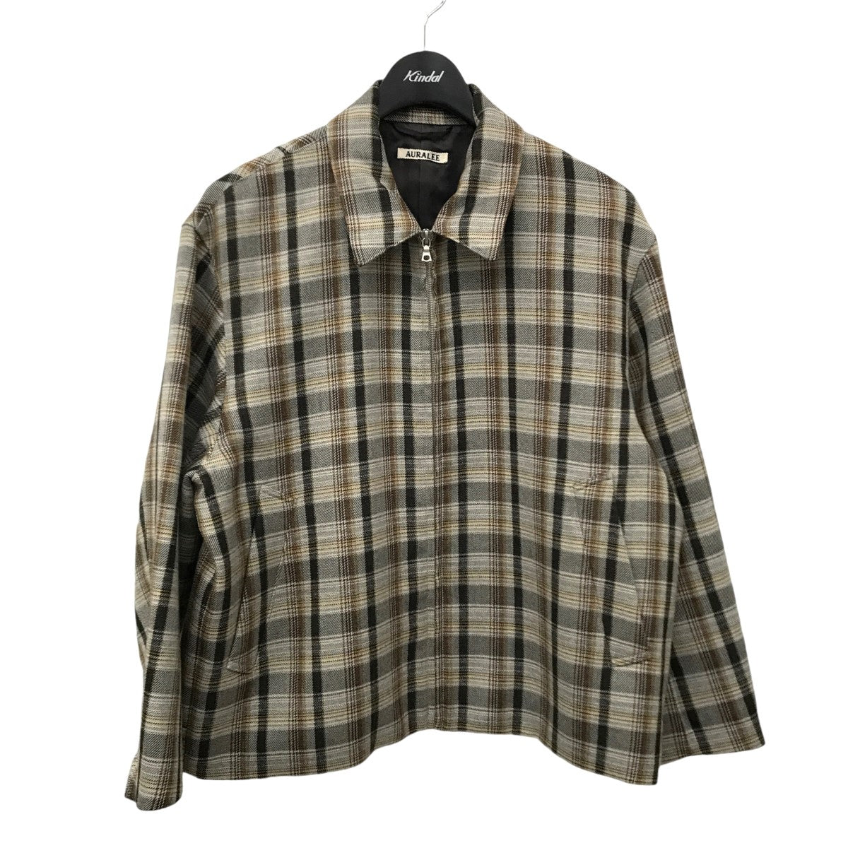 AURALEE(オーラリー) DOUBLE FACE CHECK ZIP BLOUSON チェックブルゾン A9AB02BN A9AB02BN  ブラウン×ベージュ×ライトグレー サイズ 3｜【公式】カインドオルオンライン ブランド古着・中古通販【kindal】