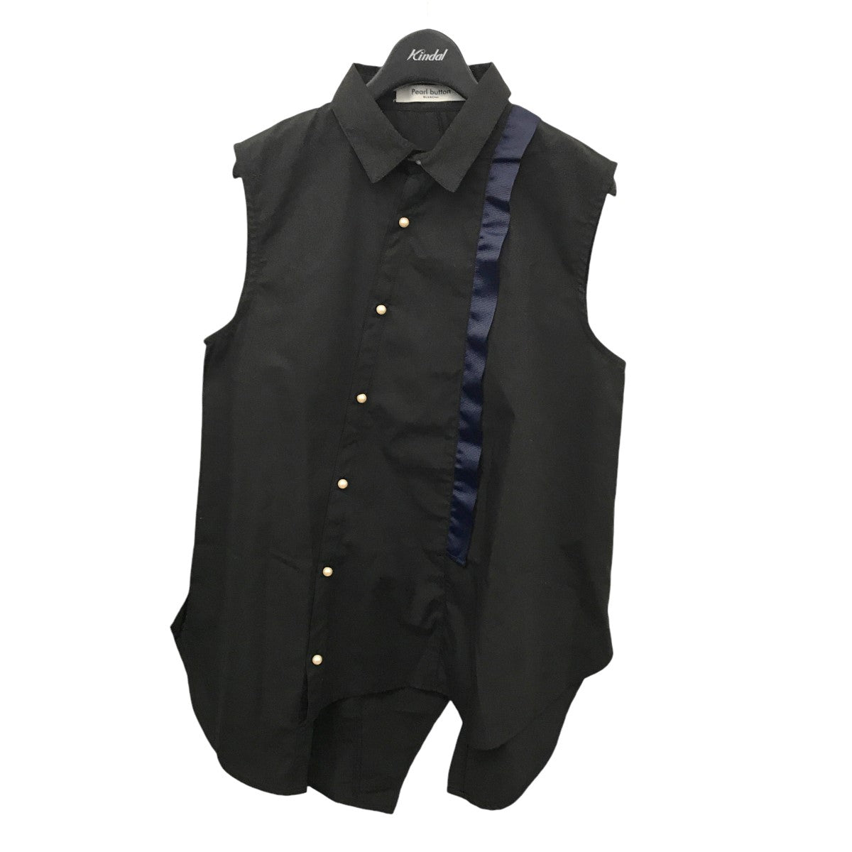 ブランバスク BLANC basque PEARL BUTTON  ノースリーブシャツ PB12-131 ブラック サイズ：38 BLANC basque(ブランバスク) PEARL BUTTON ノースリーブシャツ