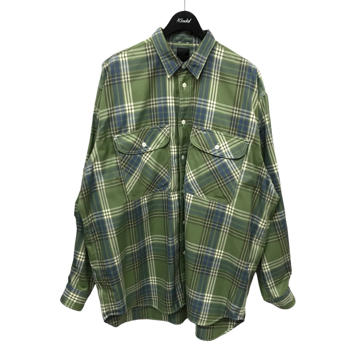 DAIWA PIER39(ダイワピア39) Tech Elbow Patch WORK SHIRTS Flannel チェックシャツ BE-87023 グリーン サイズ:L メンズ シャツ 中古・古着