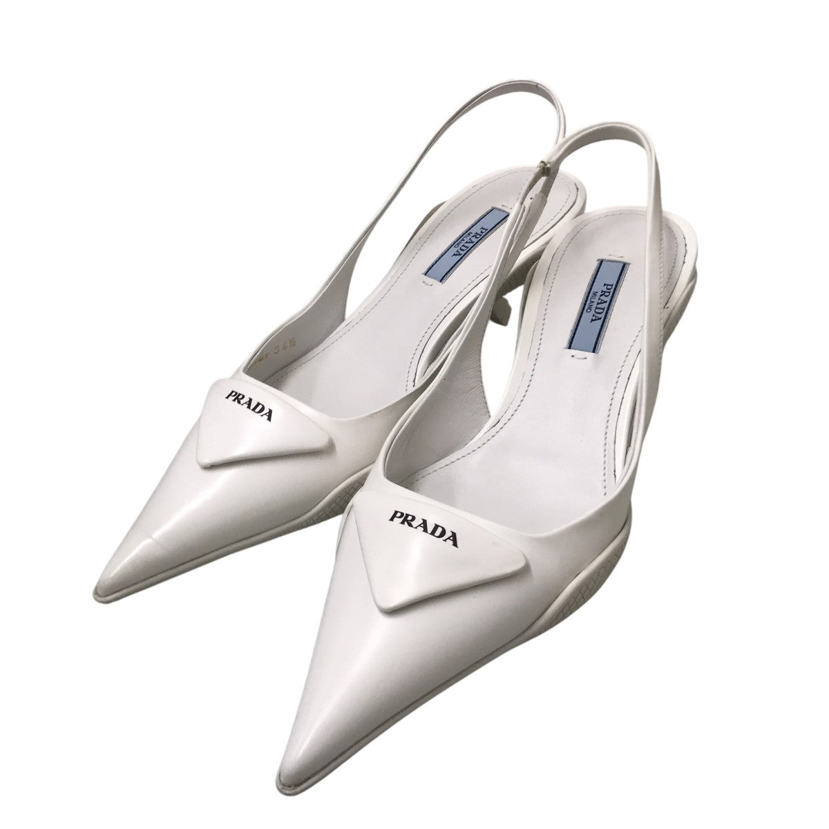 PRADA(プラダ) トライアングルストラップサンダルパンプス ホワイト 