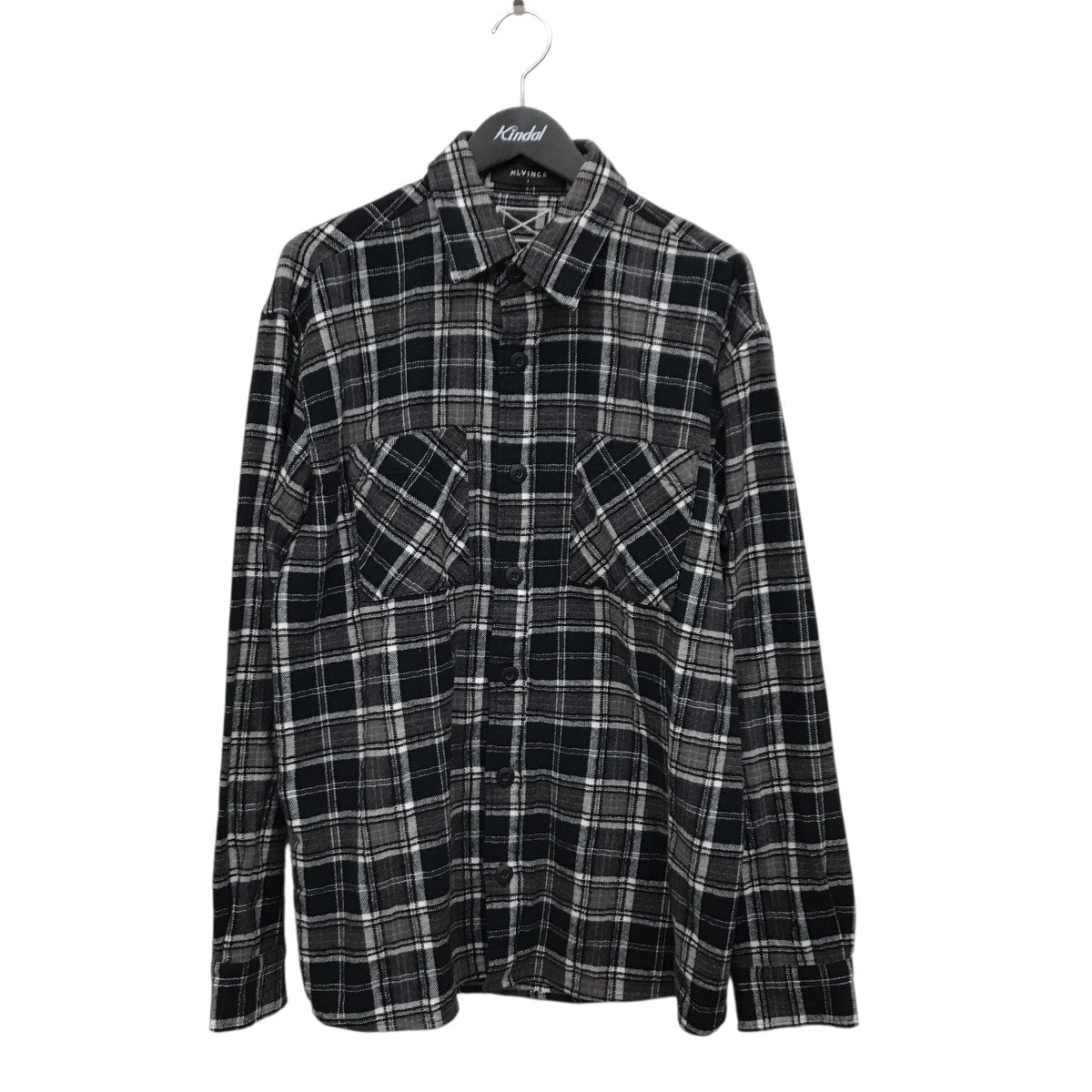 MLVINCE メルヴィンス チェックシャツ MLVINCE(メルヴィンス) チェックネルシャツ ブラック×グレー サイズ L