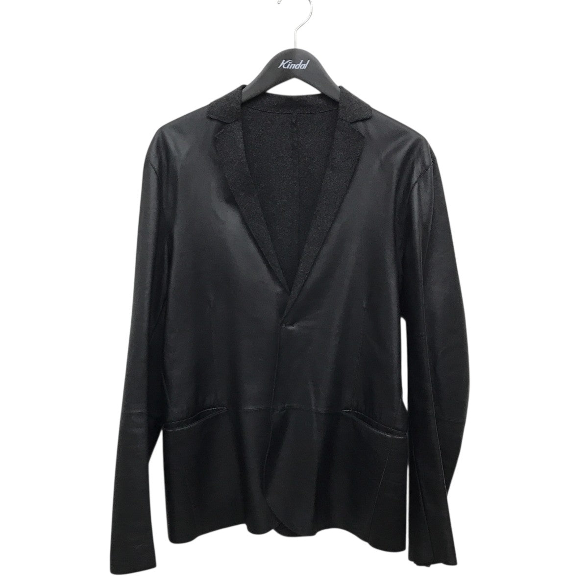 エンポリオアルマーニ ウール レザー切替 コート XL ブラック 正規品 EMPORIO ARMANI(エンポリオアルマーニ) レザー切替テーラード