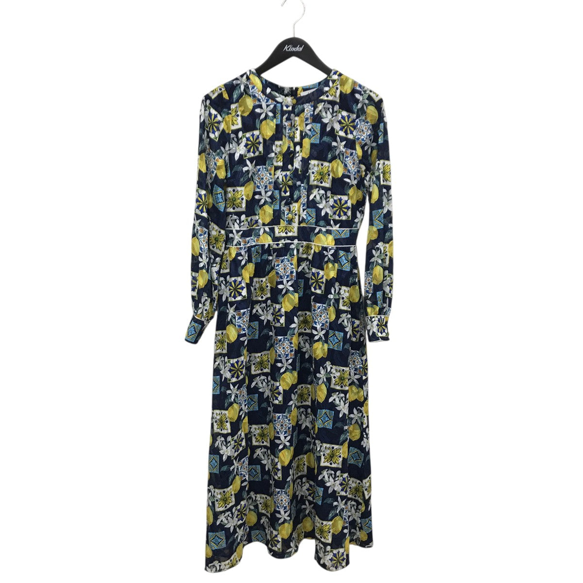 レモンプリントナロー総柄ワンピース212110-14-140-65-020