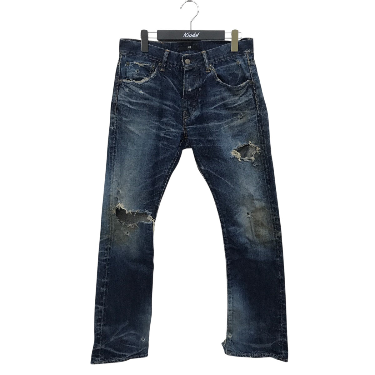 PLEIN ダメージ加工 デニム PLEIN(プラン) ダメージ加工デニムパンツ インディゴ サイズ 38