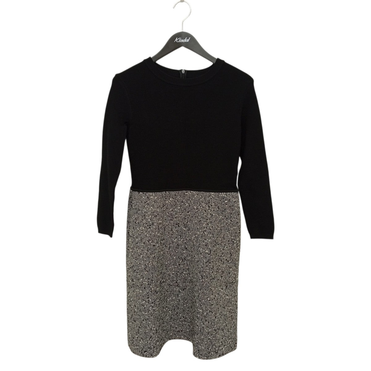 ESCADA エスカーダ シルク混ワンピース 34 S〜M ESCADA(エスカーダ) ワンピース5024634 5024634 ブラック×グレー