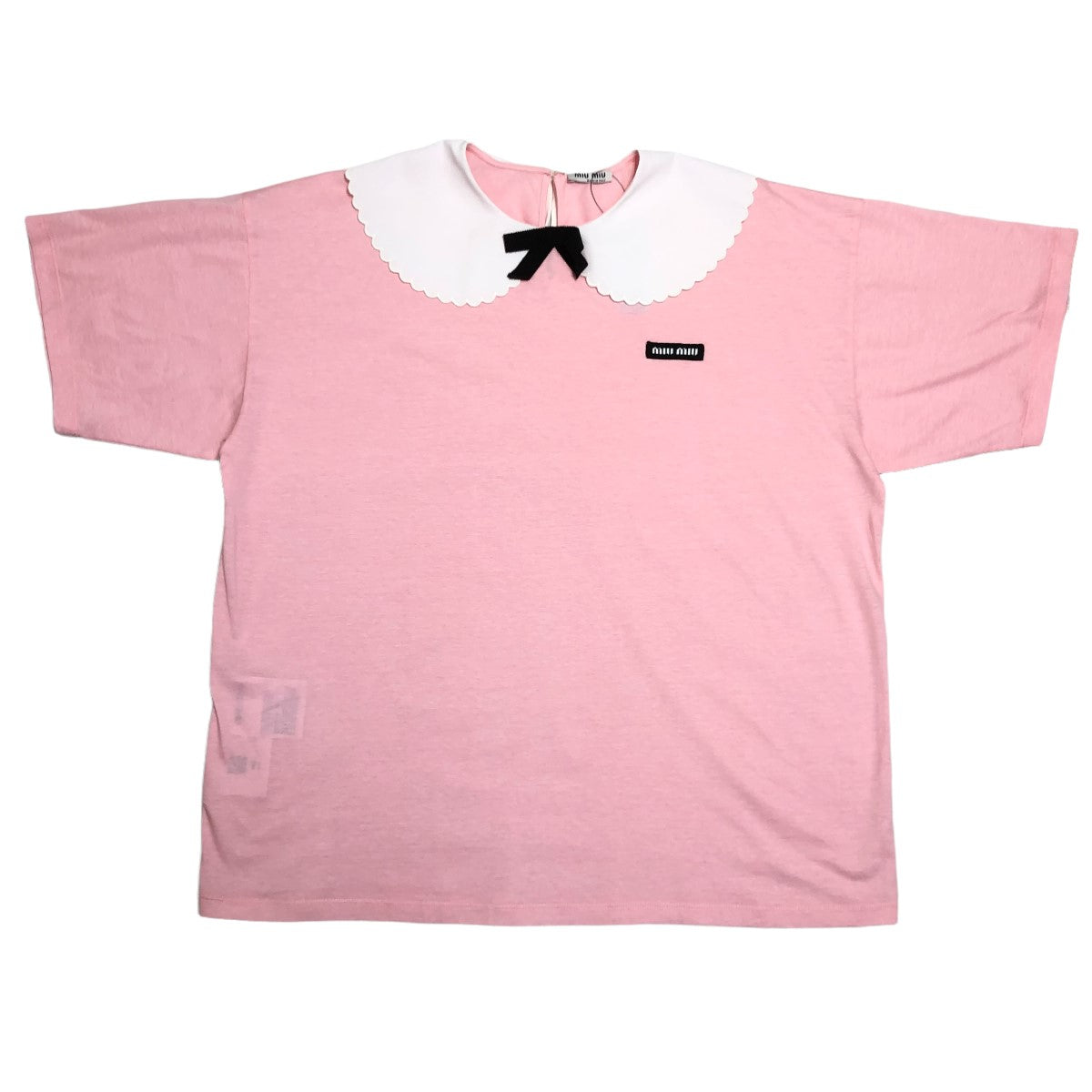 miu miu(ミュウミュウ) 20SS ジャージーTシャツ 襟装飾Tシャツ ピンク 