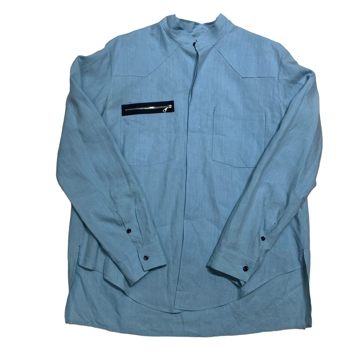 sunsea(サンシー) LINEN ZIP SHIRT リネンジップシャツ 18S15 ブルー サイズ 13｜【公式】カインドオルオンライン  ブランド古着・中古通販【kindal】