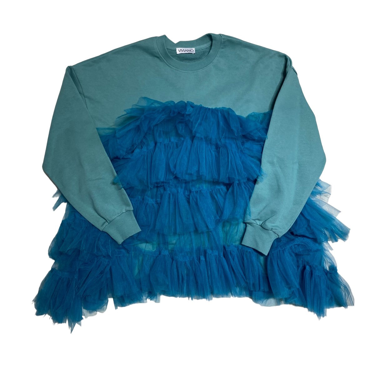 VIVIANO(ヴィヴァーノ) 23AWTULLE LAYERED SWEATSHIRT．チュールレイヤードスウェットシャツVS-AW23-CS06  VS-AW23-CS06 グリーン サイズ S｜【公式】カインドオルオンライン ブランド古着・中古通販【kindal】