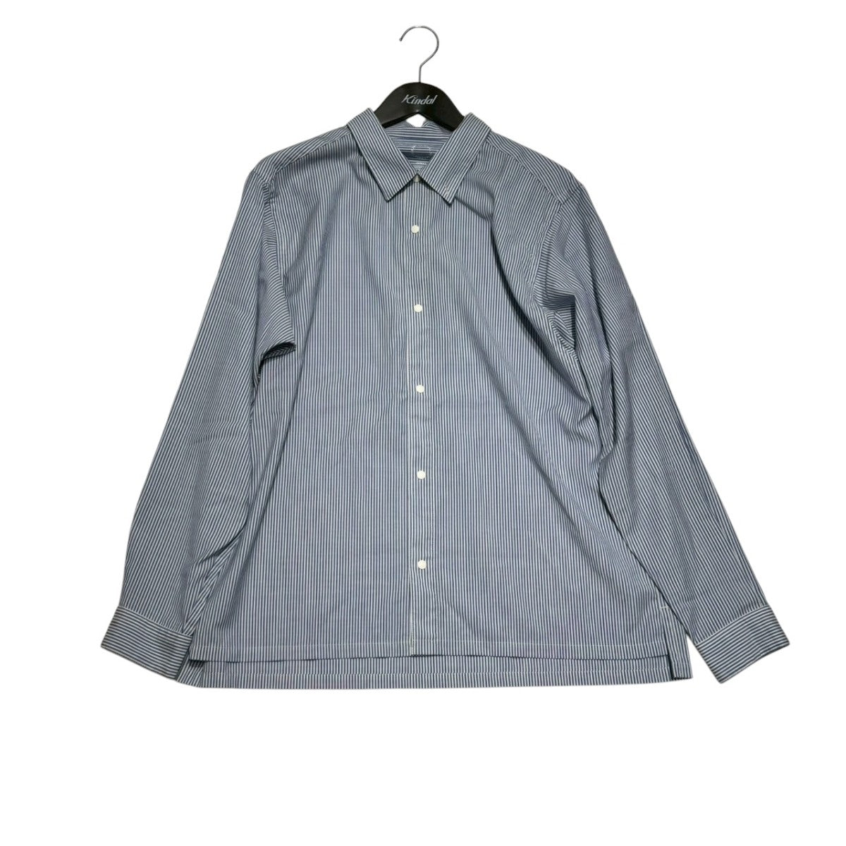 山と道 Merino Shirt Blue Stripeストライプ長袖シャツ 古着・中古-1枚目のアイテム画像