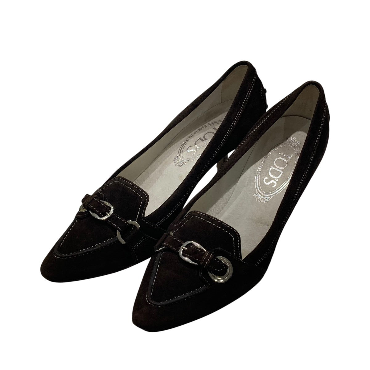 TOD'S(トッズ) ベルト スエードパンプス ブラウン サイズ 36(23.0cm