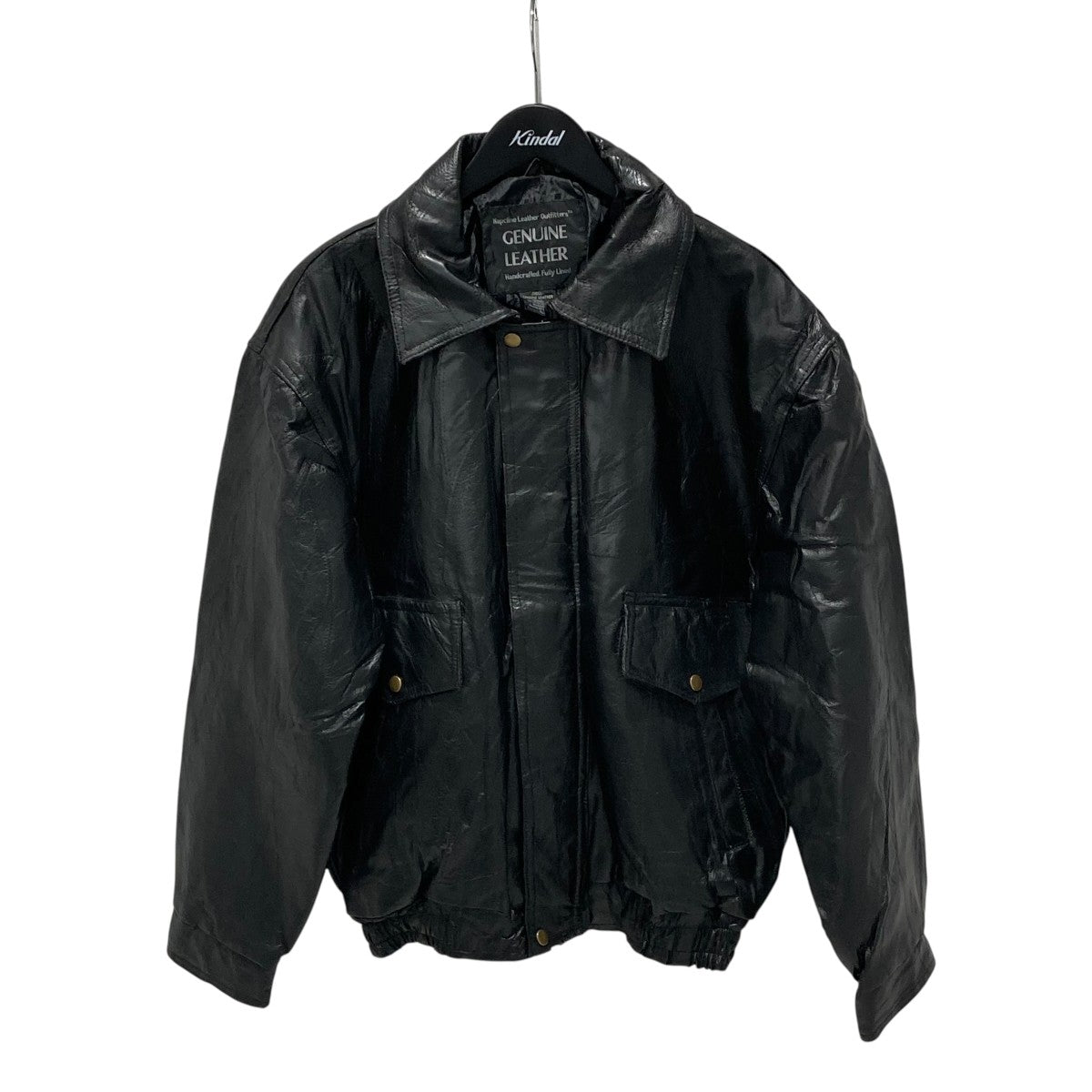 GENUINE LEATHER レザージャケット ブラック L パッチワーク 本革 レザージャケット 革ジャン ヴィンテージ ブラック Lサイズ