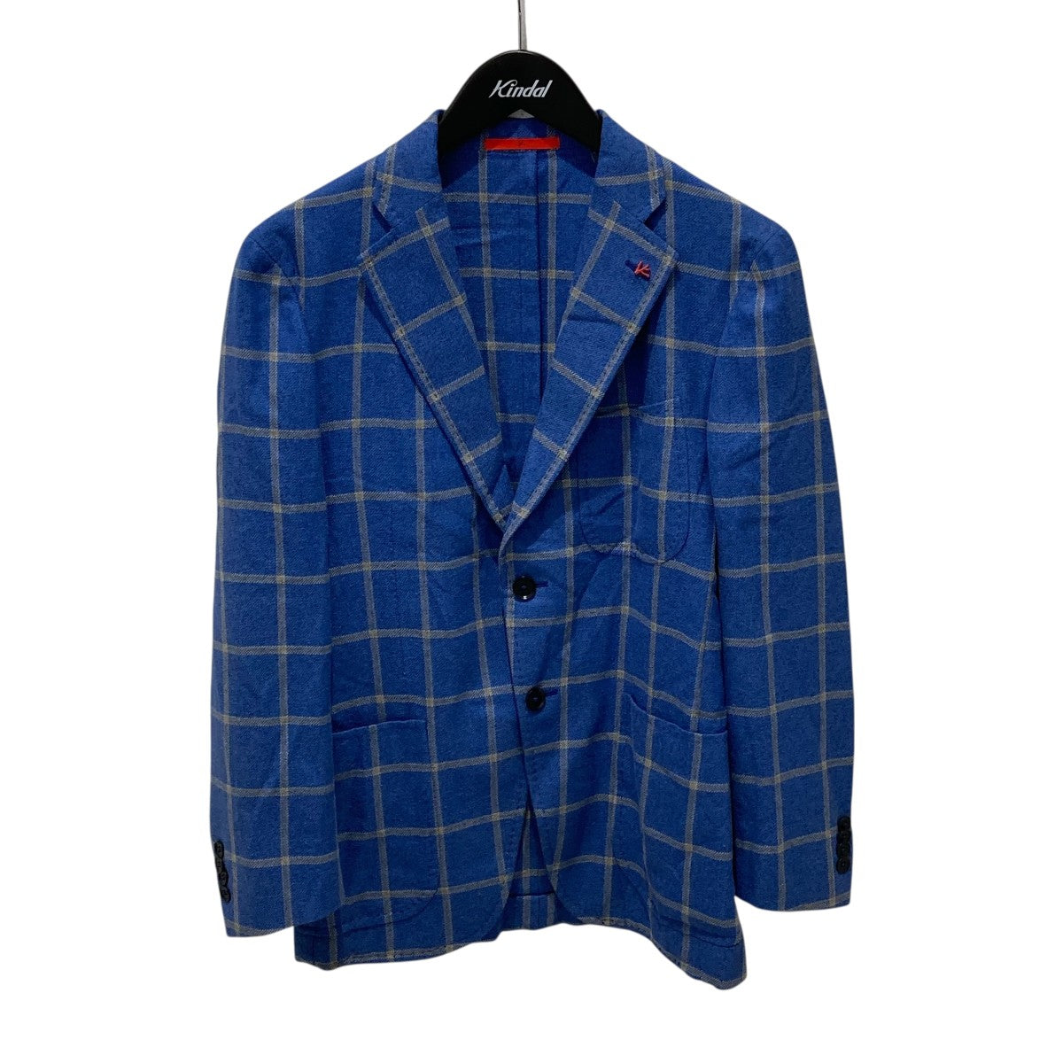 ISAIA(イザイア) チェックテーラードジャケット ブルー サイズ
