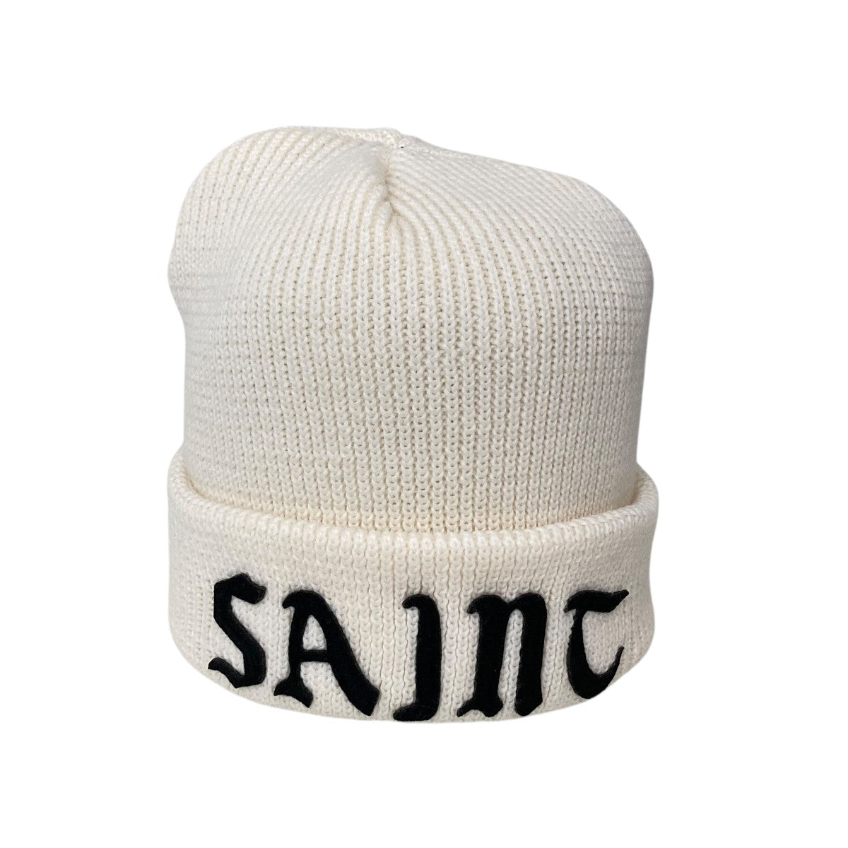 ホワイトニット帽 SAINT刺繍 日本製 ホワイトニット帽 SAINT刺繍 日本製
