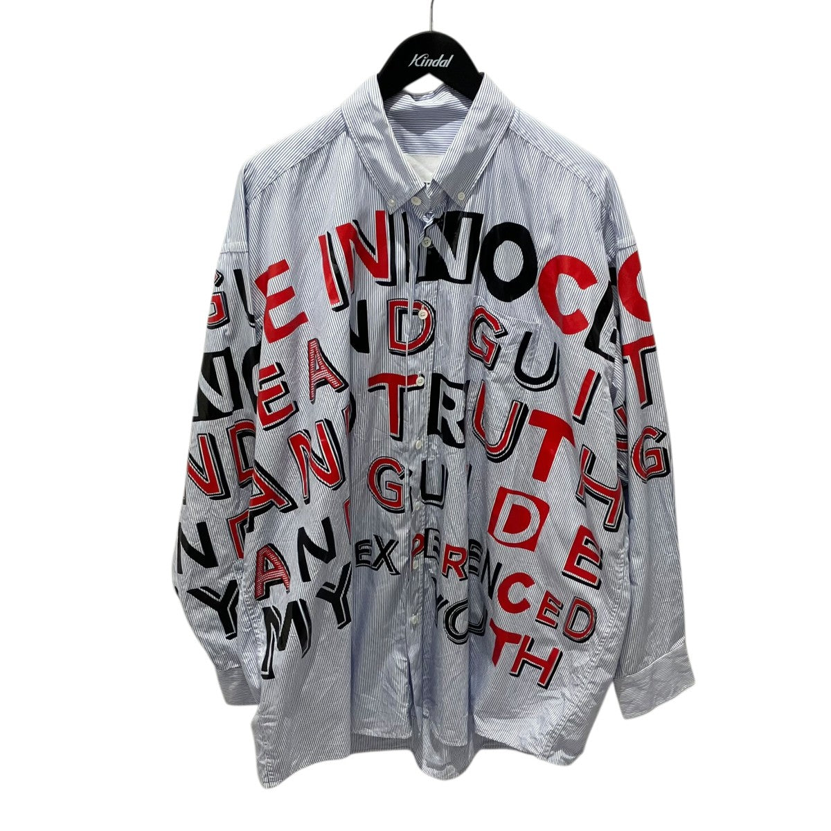 メゾンマルジェラ 【美品/国内正規】S29DL0110 ストライプ 英字プリント 長袖シャツ/ 40 Maison Margiela(メゾンマルジェラ) 17SS英字プリントオーバーサイズ