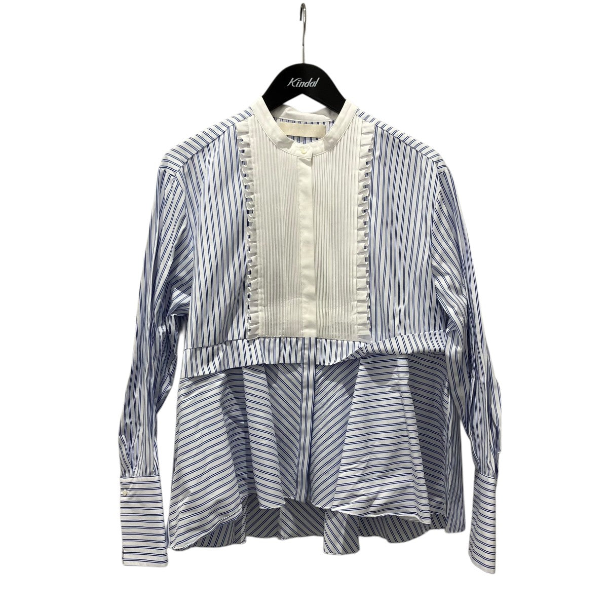 ストライプタックフリルフレアシャツ4251-136