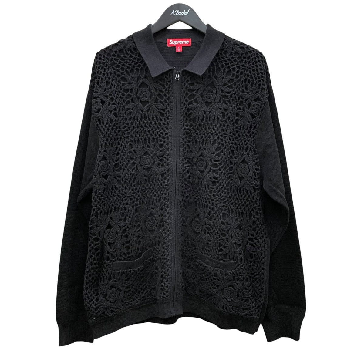 Supreme カーディガン ブラック Mサイズ Supreme(シュプリーム) CROCHET ZIP UP CARDIGANカーディガン ブラック