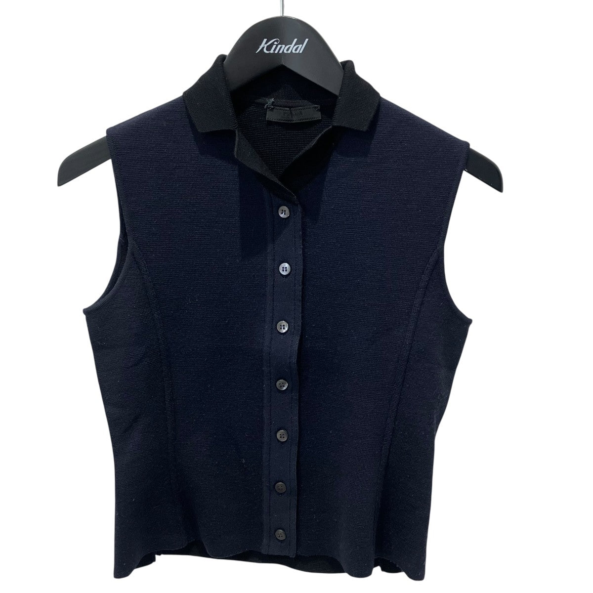 PRADA ノースリーブポロシャツ カーキ×ブラック　S PRADA(プラダ) ノースリーブニットポロノースリーブニット ネイビー