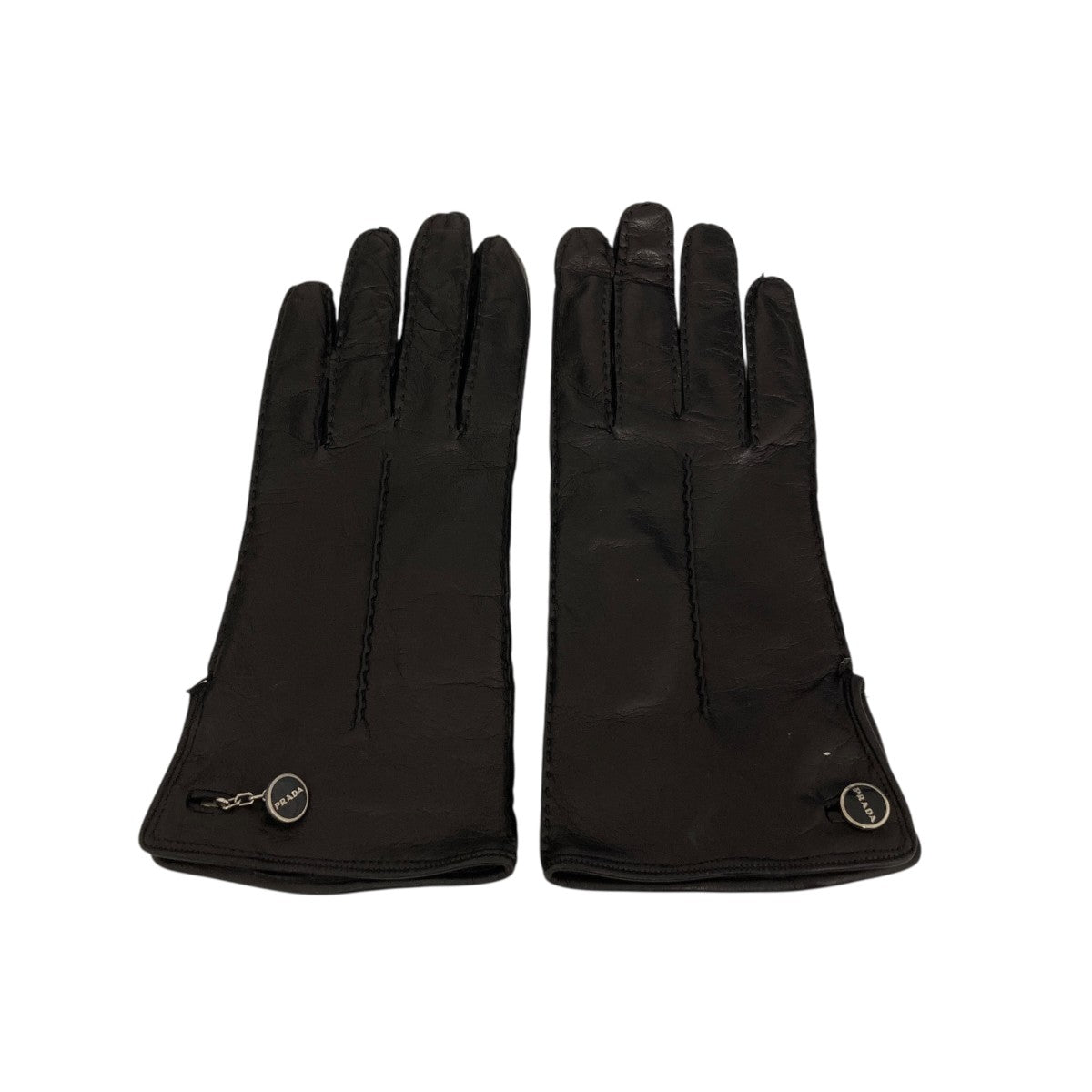PRADA(プラダ) ロゴカフス付きレザーグローブ1G0645 1G0645 ブラック