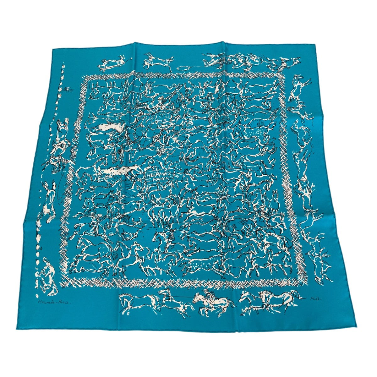 美瑛！HERMES エルメス　バンダナ 55 スカーフ ブルー HERMES(エルメス) BANDANA TWILL カレ55スカーフ ブルー｜【公式