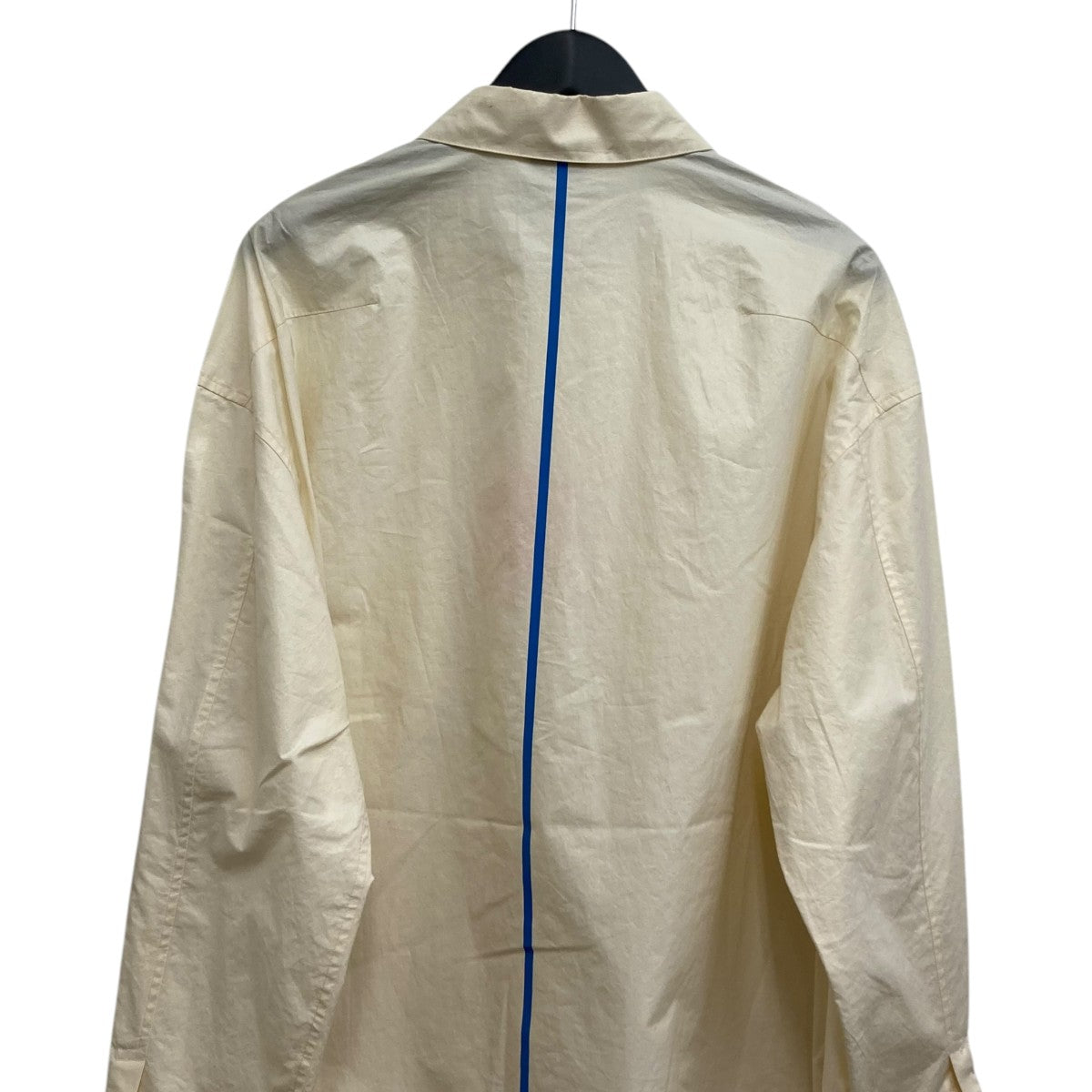 WHITE COATED COTTON BLUE STRIPES SHIRT シャツ