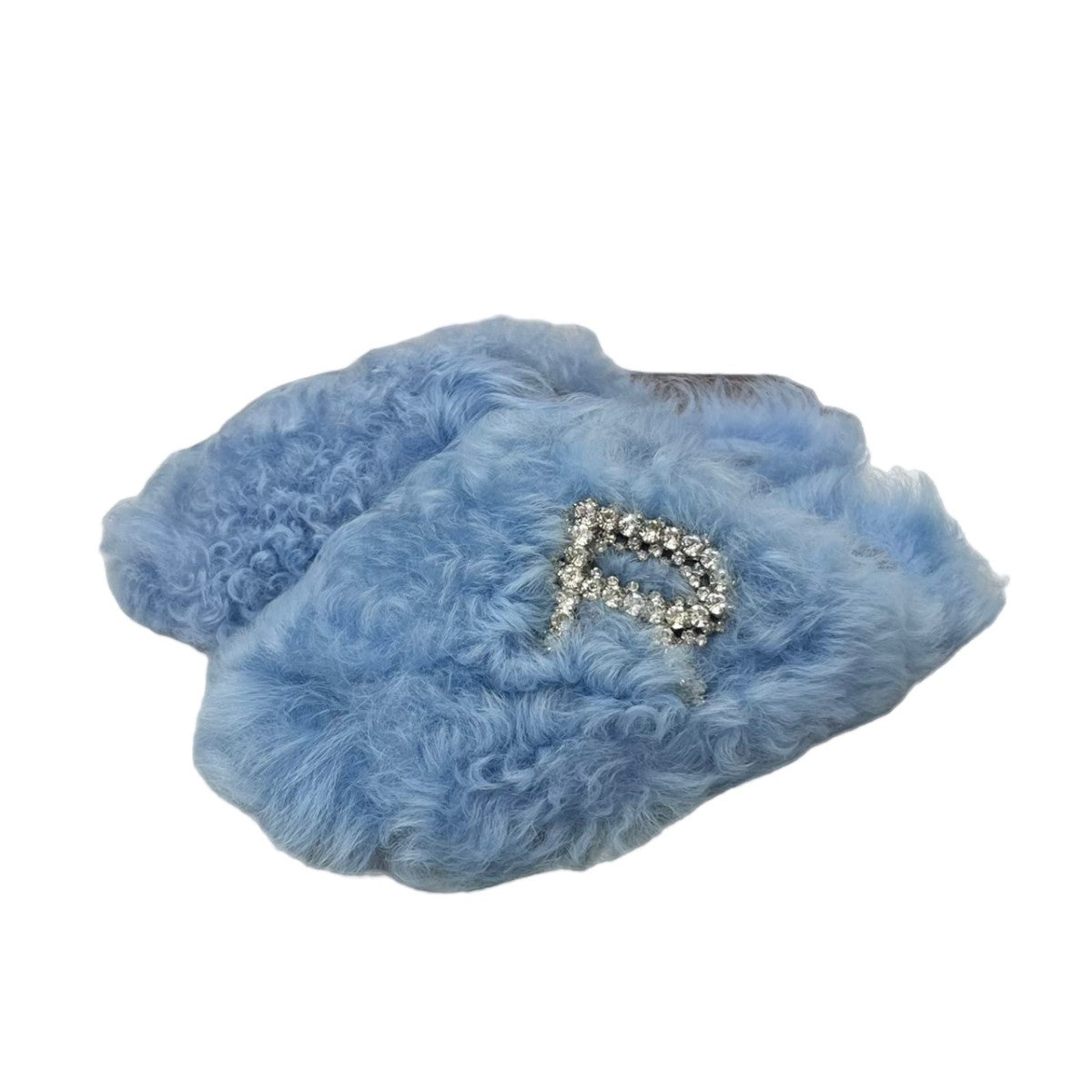 ROCHAS(ロシャス) 「Fur Brooch Slides」 サンダル RO31056A ブルー ...