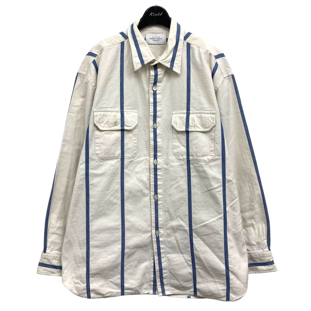 UNUSED(アンユーズド) ストライプシャツジャケット US1992 ホワイト×ブルー サイズ 13｜【公式】カインドオルオンライン  ブランド古着・中古通販【kindal】