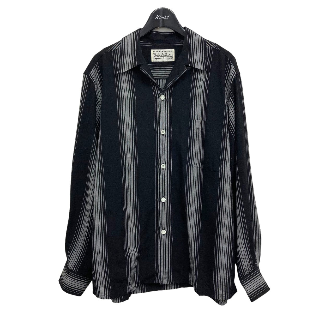 WACKO MARIA(ワコマリア) 2023AW「striped open collar shirt」ストライプシャツ ブラック×グレー サイズ  12｜【公式】カインドオルオンライン ブランド古着・中古通販【kindal】