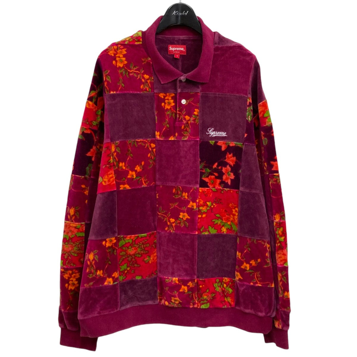 Supreme(シュプリーム) 21AW Floral Patchwork Velour L S Polo ベロアポロシャツ ボルド サイズ L｜【公式】カインドオルオンライン  ブランド古着・中古通販【kindal】