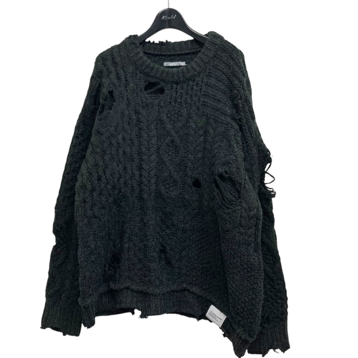 NEIGHBORHOOD(ネイバーフッド) PATCHWORK SAVAGE SWEATER ダメージ加工ニット 232FUNH-KNM01 グレー  サイズ L｜【公式】カインドオルオンライン ブランド古着・中古通販【kindal】