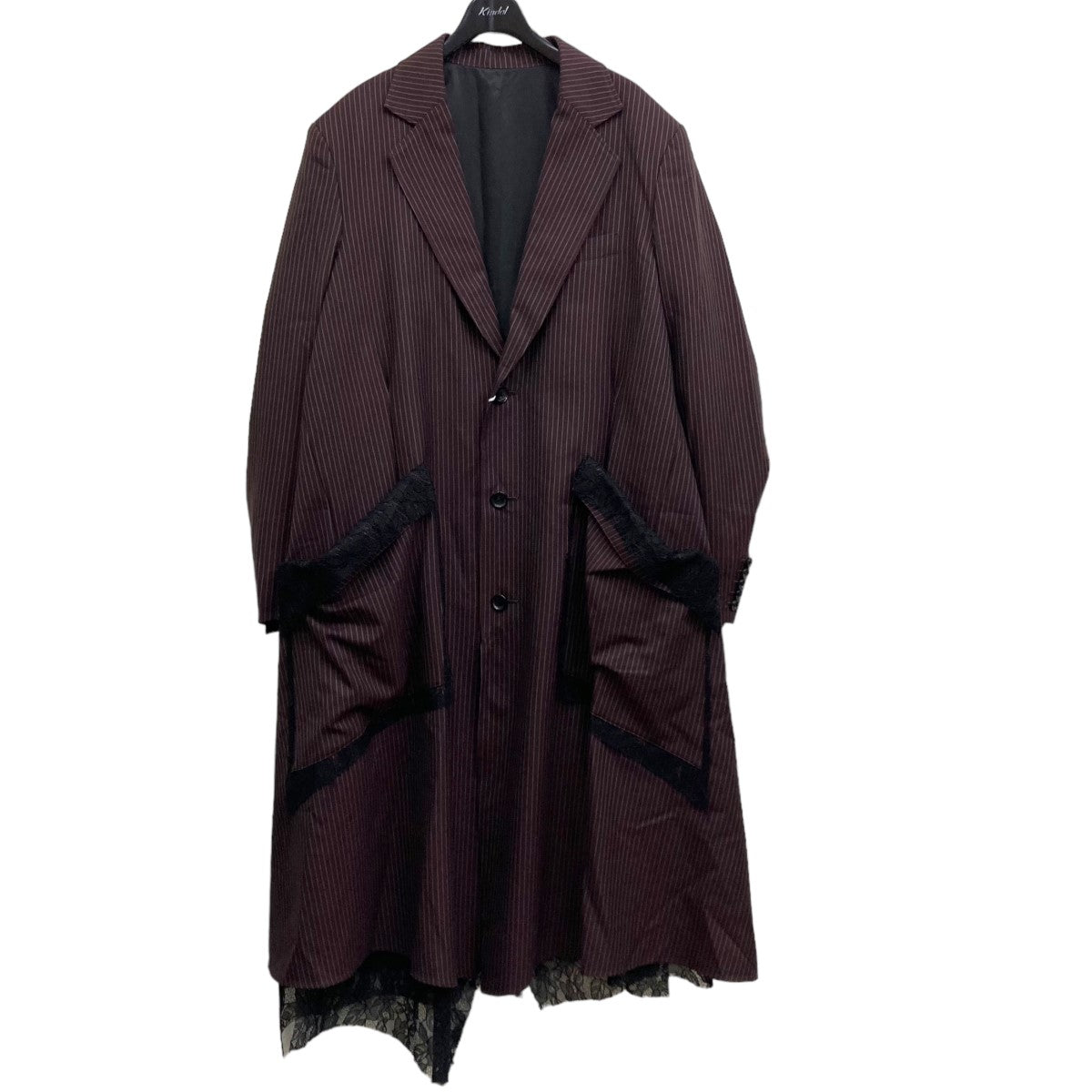 sulvam(サルバム) 24AW Stripe Lace Long Coat ストライプレースロングコート MU-C01-110 ブラウン×ブラック  サイズ M｜【公式】カインドオルオンライン ブランド古着・中古通販【kindal】