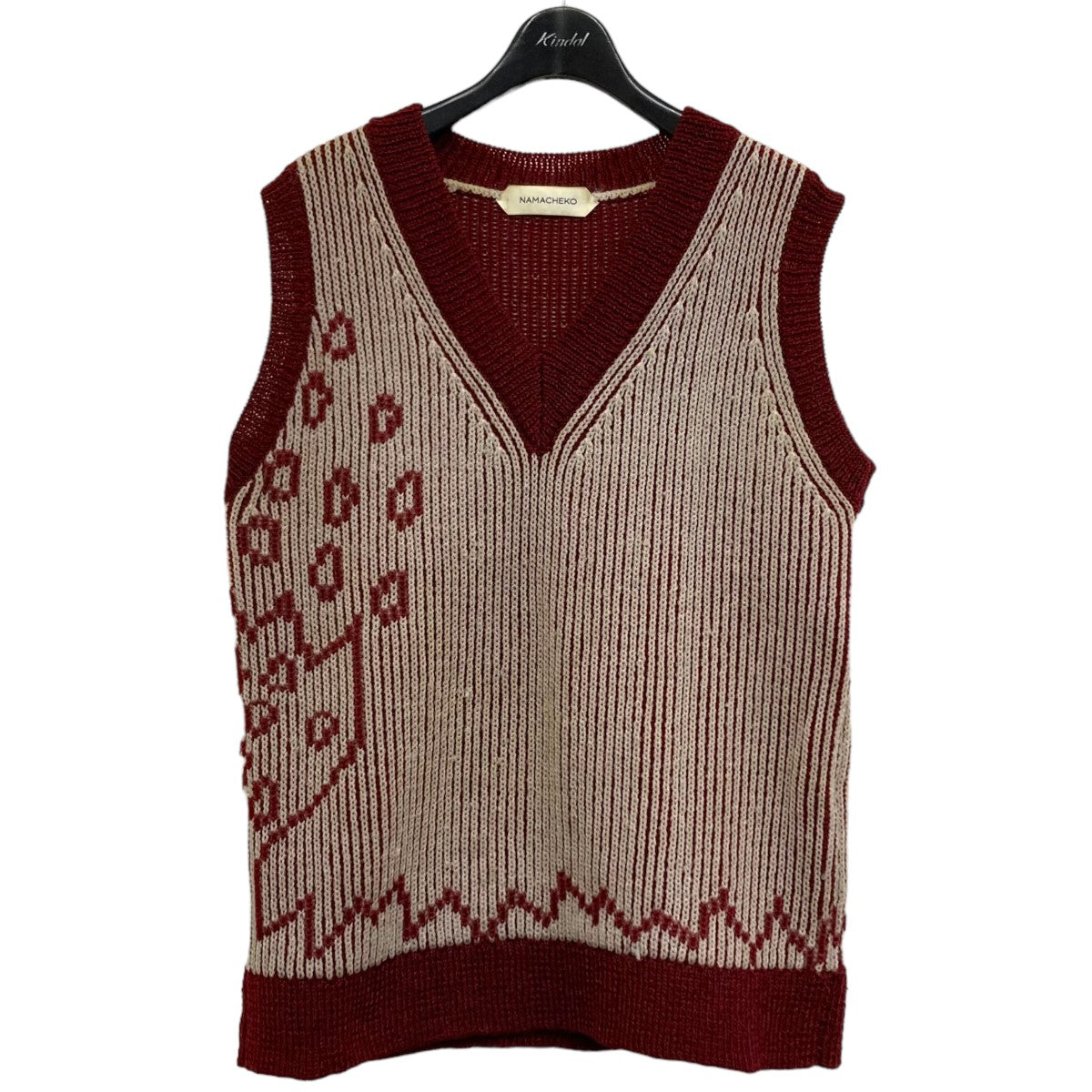 NAMACHEKO(ナマチェコ) 21SS Knit vest ニットベスト レッド×ホワイト サイズ M｜【公式】カインドオルオンライン  ブランド古着・中古通販【kindal】