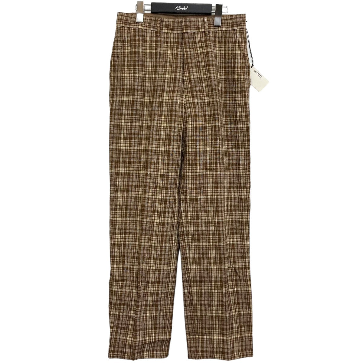 AURALEE(オーラリー) 23SS LINEN SILK CHECK SLACKS リネンチェックパンツ A23SP02NC ブラウン サイズ  3｜【公式】カインドオルオンライン ブランド古着・中古通販【kindal】