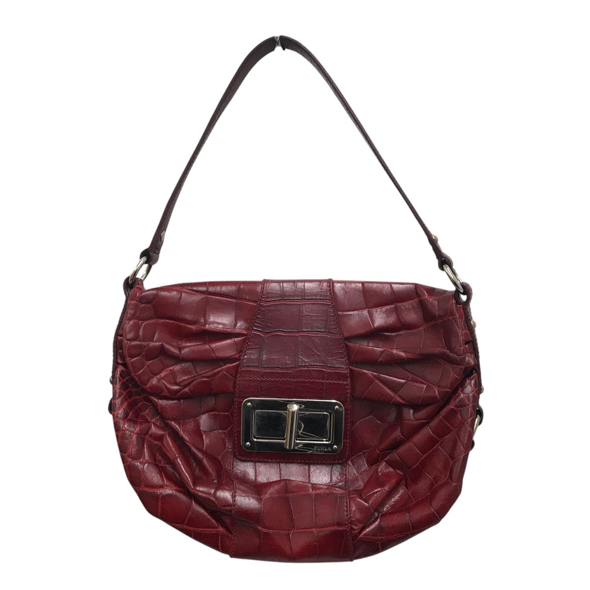 FURLA(フルラ) クロコ型押しショルダーバッグF5295 F5295 レッド 