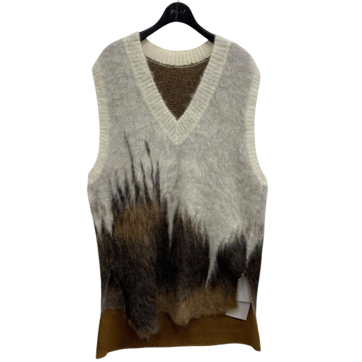 mame kurogouchi(マメクロゴウチ) Drip Glaze Pattern Mohair Knitted Vest ニットベスト  MM24FW-KN067 ホワイト×ブラウン サイズ 2｜【公式】カインドオルオンライン ブランド古着・中古通販【kindal】