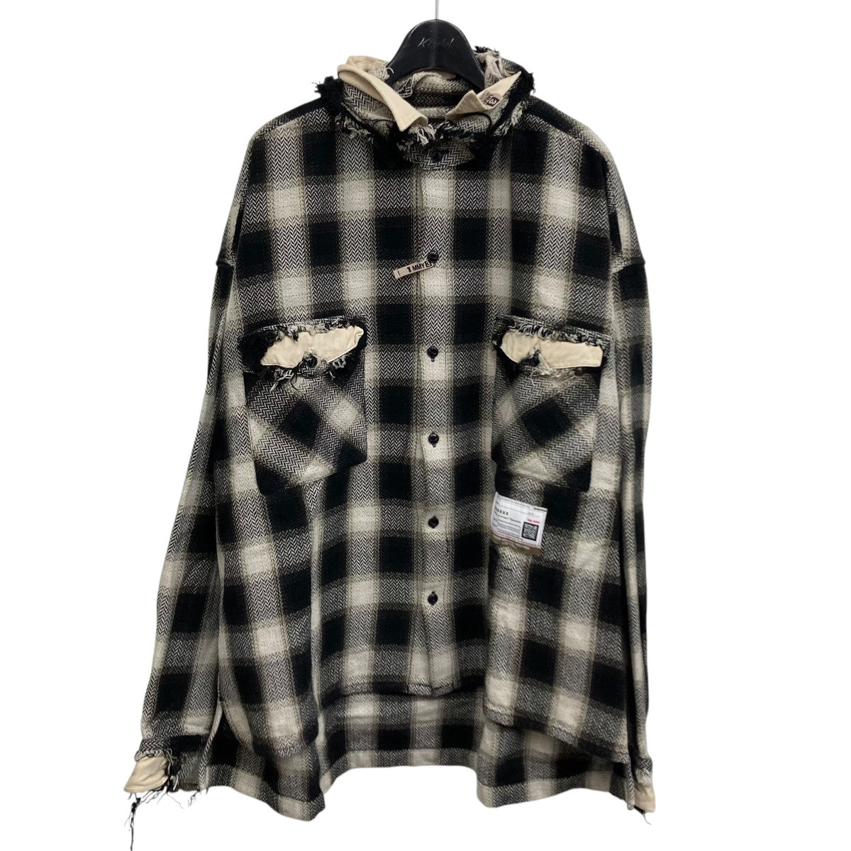 MIHARA YASUHIRO(ミハラヤスヒロ) 22AW PARTLY DAMAGED SHIRT チェック 