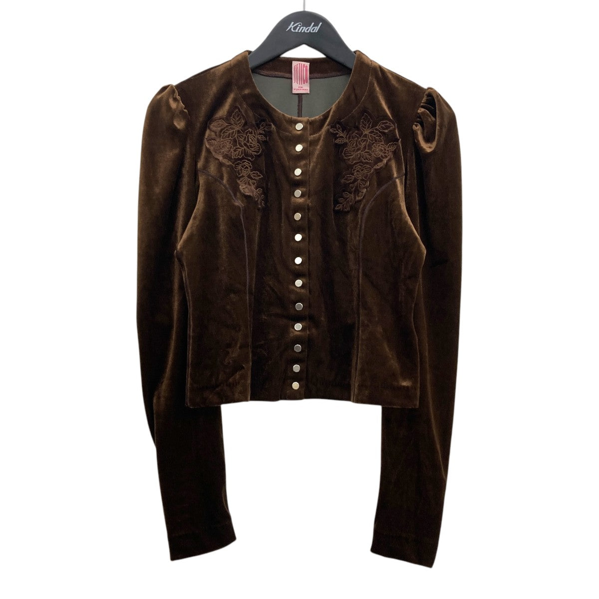 YASAKA FETICO フェティコ カーディガン 25SS】FETICO フェティコ / ROSE-EMBROIDERED VELOUR CARDIGAN