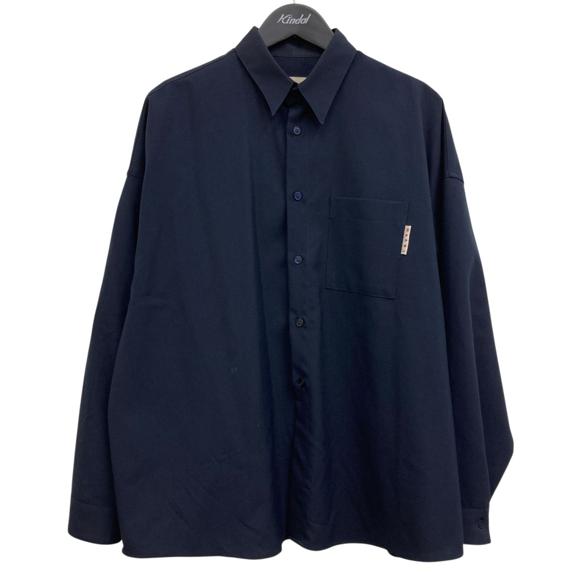 MARNI ネイビー　トロピカルウールシャツ 44 マルニ- ファッション MARNI ネイビー トロピカルウールシャツ 44
