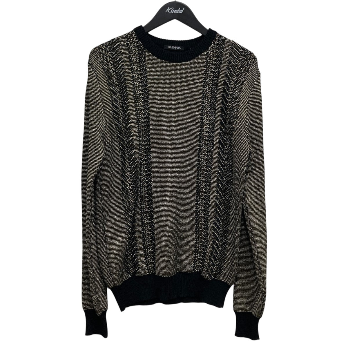 BALMAIN(バルマン) クルーネックニット ゴールド×ブラック